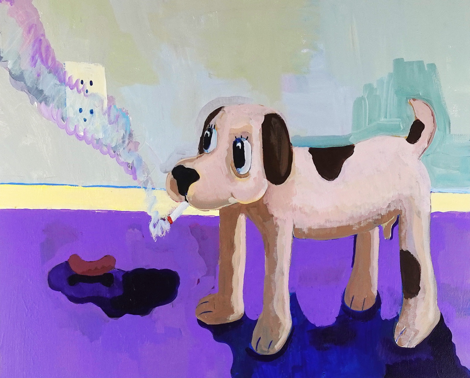 Painted cartoon dog in a pastel room by Jason Correia