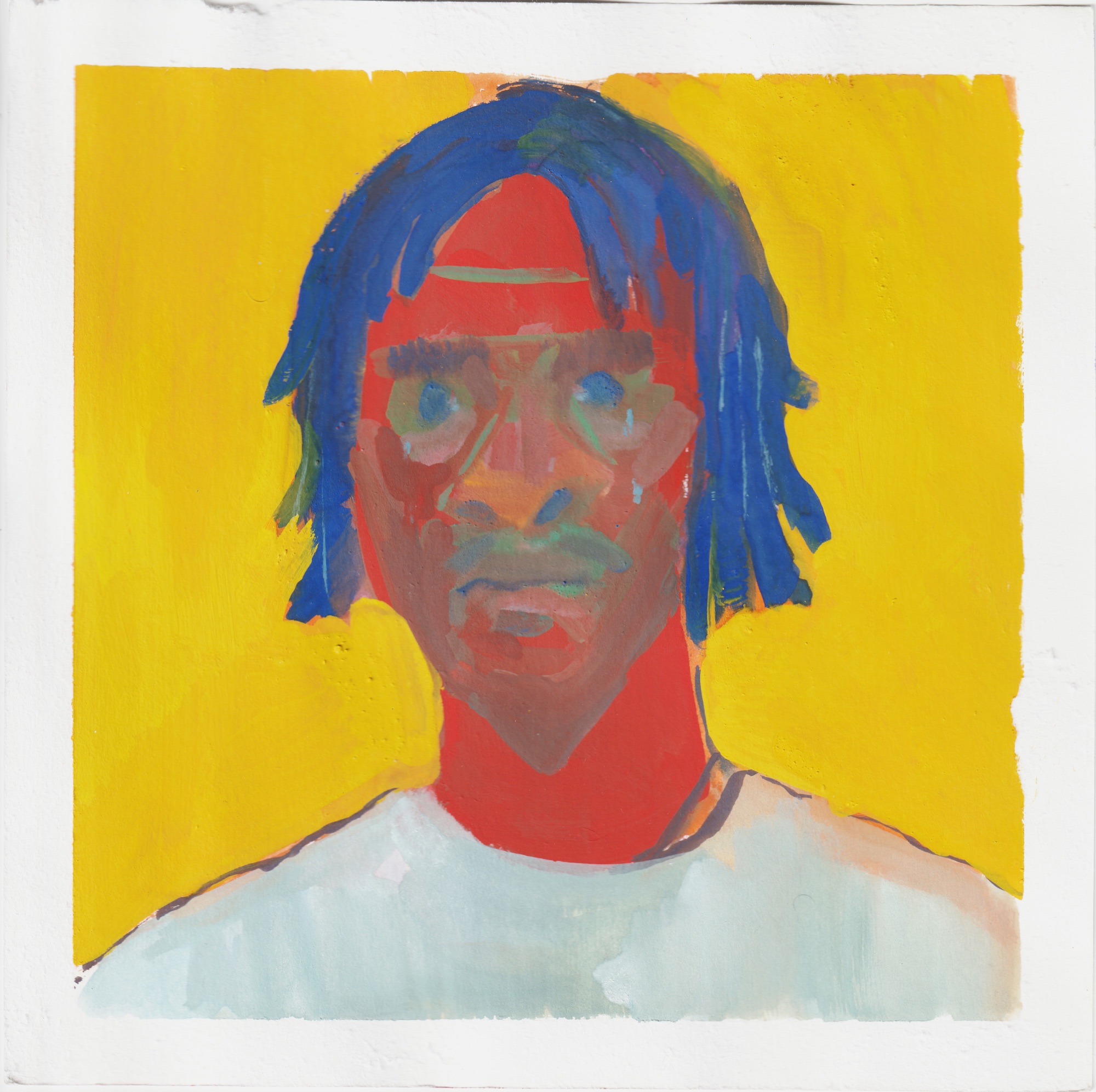 Portrait against a yellow background